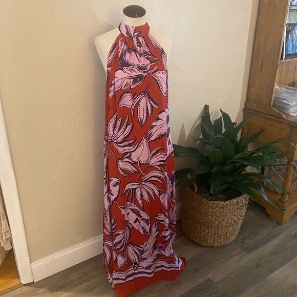 NWT MSK Halter Maxi Dress Tropical Sz M - Picture 1 of 9
